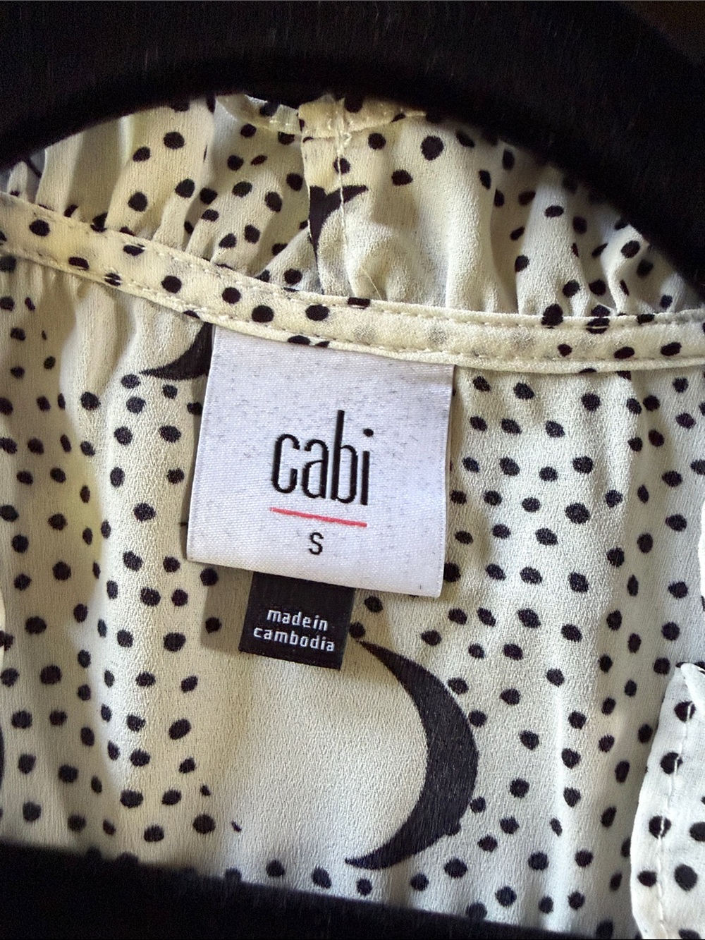 CAbi Black Moon & Dot Sleeveless Button Blouse - White & Black - Picture 3 of 5